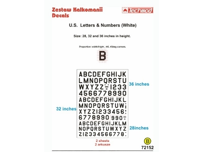 U.S. Letters & Numbers White (Size 28,32 I 36 Cali) - image 1