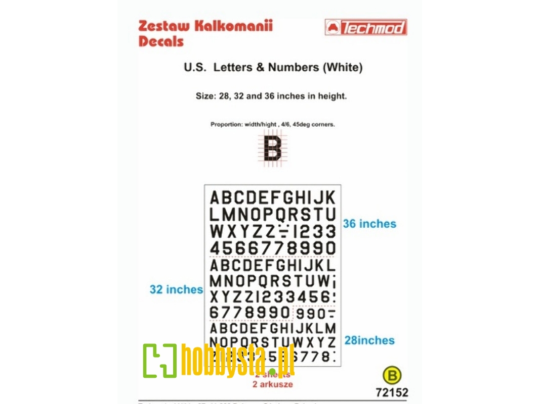 U.S. Letters & Numbers White (Size 28,32 I 36 Cali) - image 1