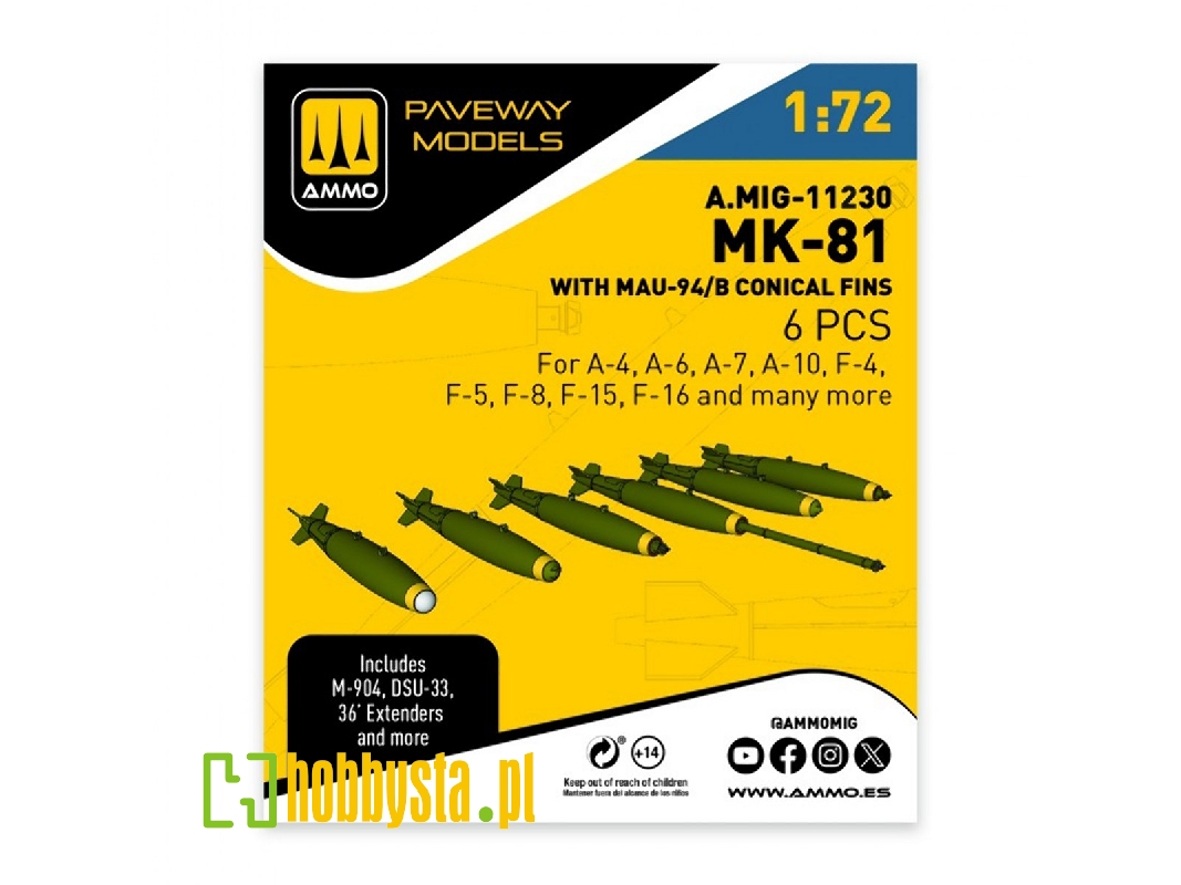 Mk.81 With Mau-94/B Conical Fin (6 Pcs / 3d-printed) - image 1