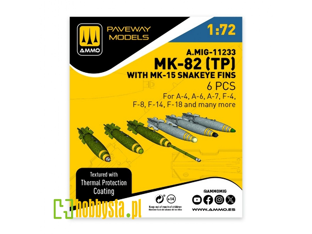 Mk.82 With Thermal Protection And Mk.15 Snakeye Fin (6 Pcs / 3d-printed) - image 1