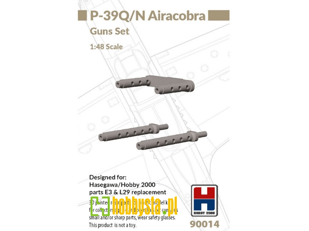 Bell P-39 Q/N Airacobra - 3d-printed Guns Set (For Hobby2000 And Hasegawa Kits) - image 1