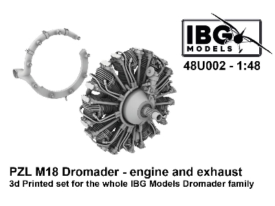 Pzl M18 Dromader - Engine And Exhaust (For Ibg Kits / 3d-printed) - image 1