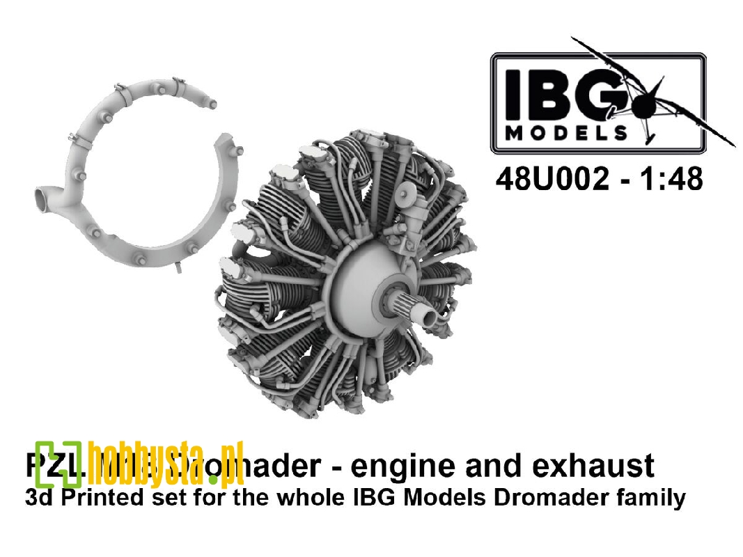 Pzl M18 Dromader - Engine And Exhaust (For Ibg Kits / 3d-printed) - image 1