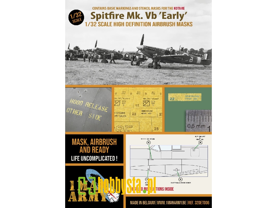 Supermarine Spitfire Mk.Vb Early Version - Airbrush Maks Set (For Kotare Kits) - image 1