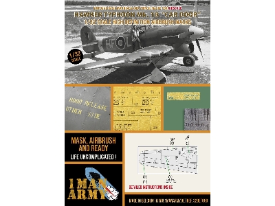 Hawker Typhoon Mk Ib 'car Door' - Airbrush Maks Set (For Airscale Kits) - image 1