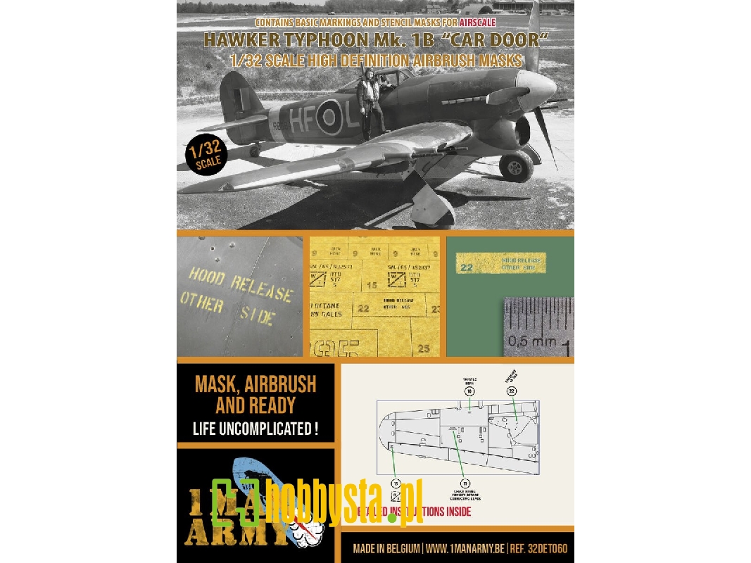 Hawker Typhoon Mk Ib 'car Door' - Airbrush Maks Set (For Airscale Kits) - image 1