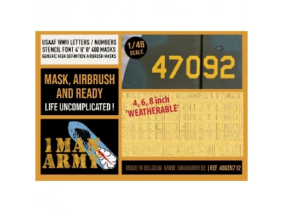 Usaaf Wwii Letters / Numbers Stencil Font 4", 6", 8" Generic Set - image 1