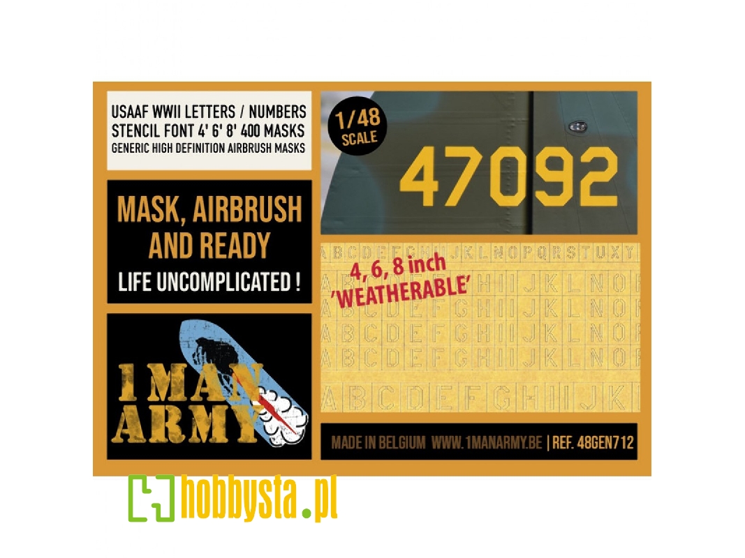 Usaaf Wwii Letters / Numbers Stencil Font 4", 6", 8" Generic Set - image 1