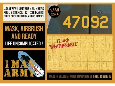 Usaaf Wwii Letters / Numbers Full / Stencil 12' Generic Set - image 1