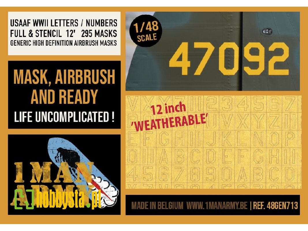 Usaaf Wwii Letters / Numbers Full / Stencil 12' Generic Set - image 1