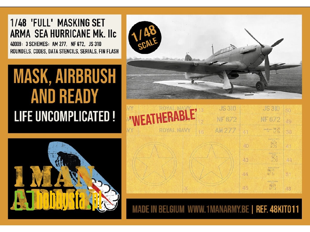 Hawker Sea Hurricane Mk.Iic - Full Airbrush Maks Set (For Arma Hobby Kits) - image 1