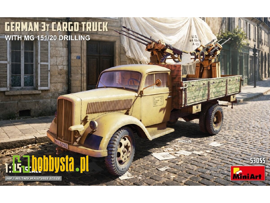 German 3t Cargo Truck With  Mg 151/20 Drilling - image 1