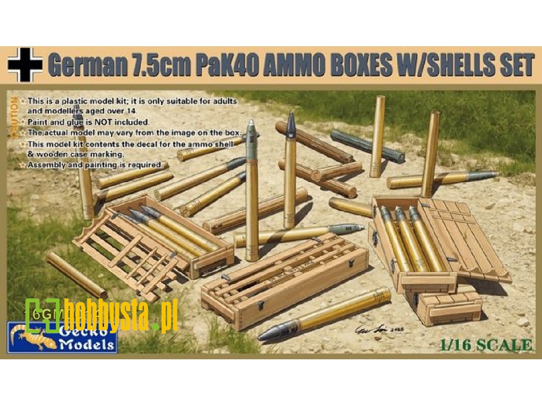 German 7,5 Cm Pak 40 Ammo Boxes W/Shells Set - image 1