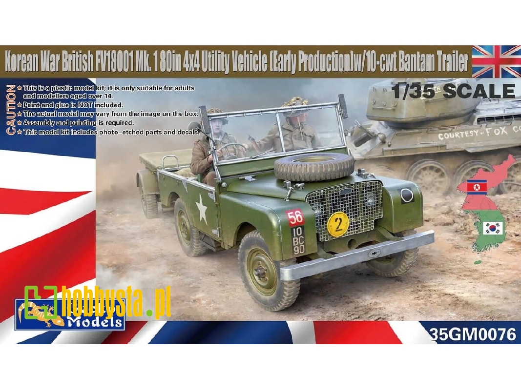 Korean War British Fv18001 Mk.1 80in 4x4 Utility Vehicle Early W/ 10cwt Bantam Trailer - image 1