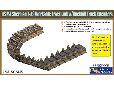 Us M4 Sherman T-49 Workable Track Link W/ Duckbill Track Extenders - image 1