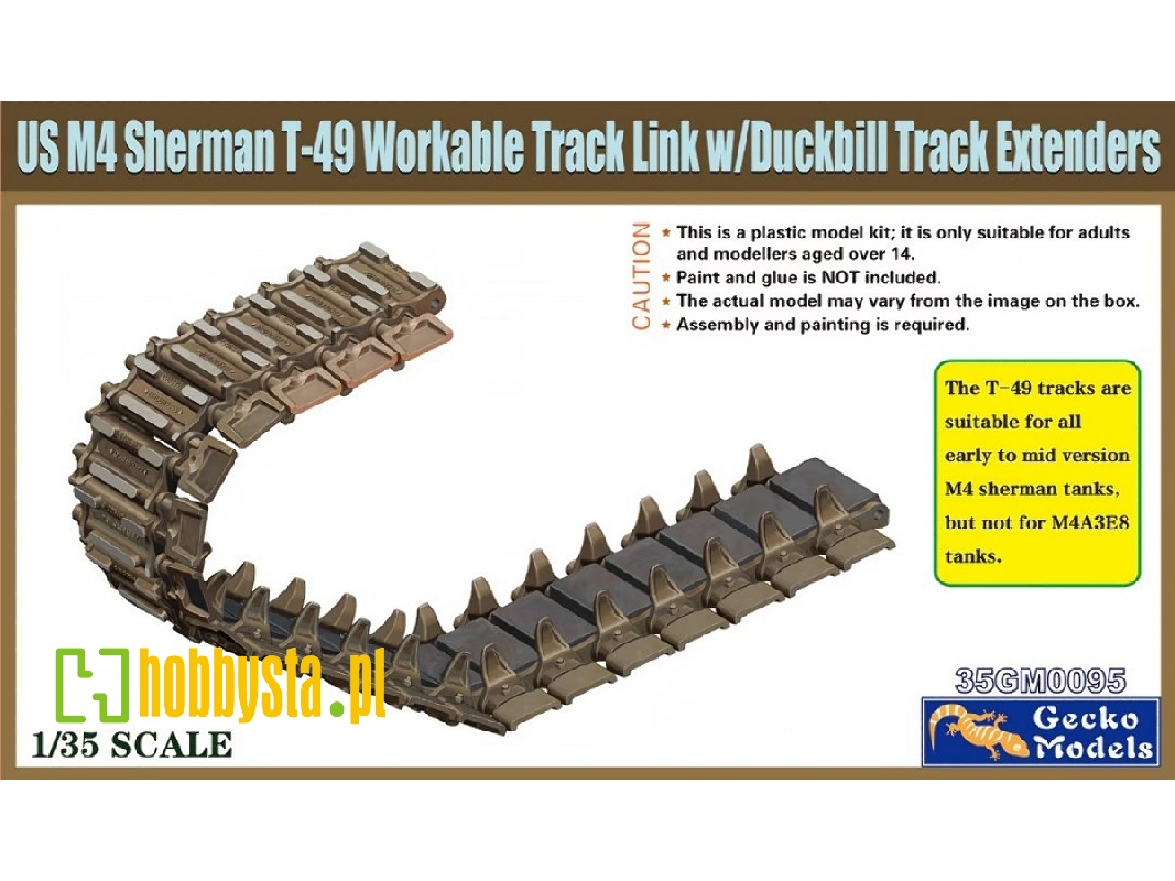 Us M4 Sherman T-49 Workable Track Link W/ Duckbill Track Extenders - image 1