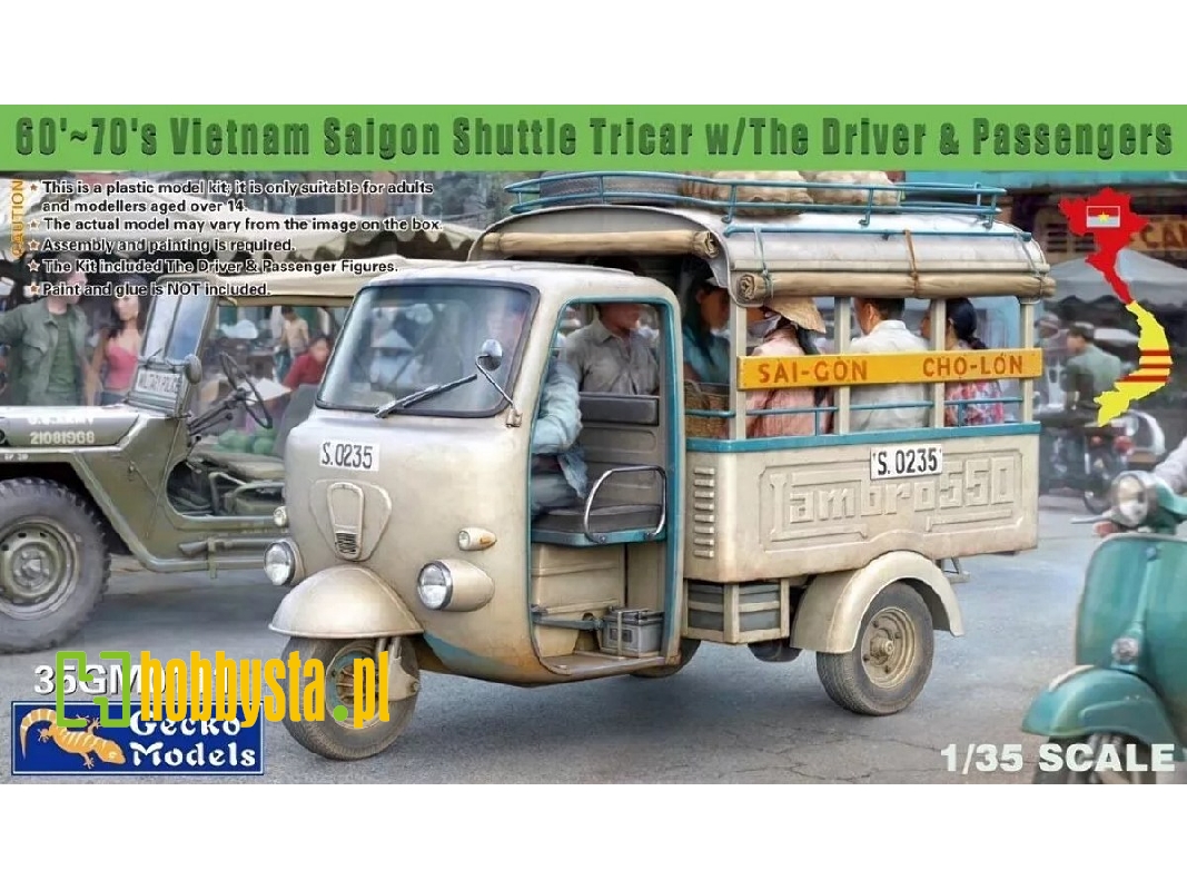 60'-70's Vietnam Saigon Shuttle Tricar With The Driver And Passengers - image 1