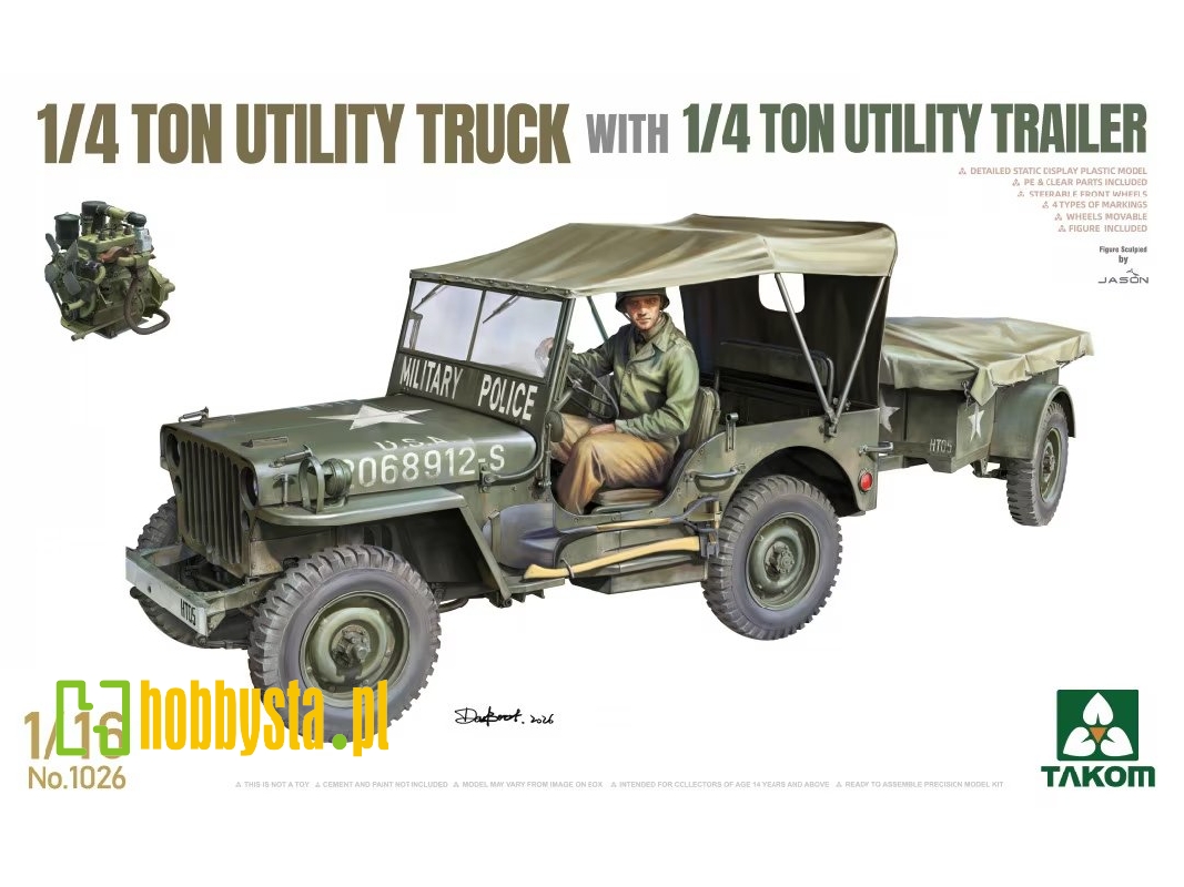 US WWII Willys 1/4 Ton Utility Truck with 1/4 Ton Utility Trailer - image 1