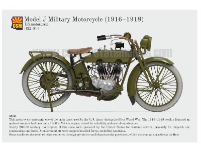 Us Model J Military Motorcycle 1916-1918 (3d-printed) - image 1