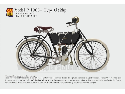 French Motorcycle Model P - Type C 1903  (3d-printed) - image 1