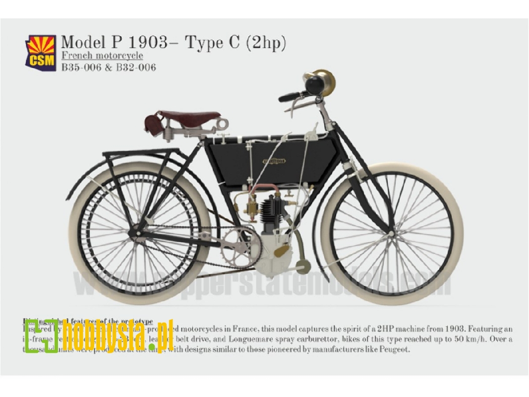 French Motorcycle Model P - Type C 1903  (3d-printed) - image 1