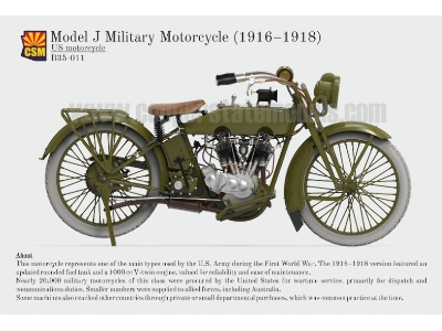 Us Model J Military Motorcycle 1916-1918 (3d-printed) - image 1