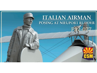 Italian Airman Posing At Nieuport Xi Rudder (1 Figure) - image 1