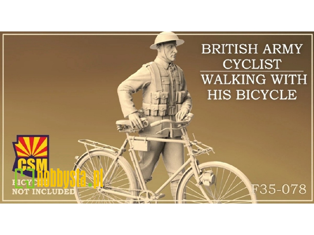 British Army Cyclist Walking With His Bicycle (1 Figure / 3d-printed) - image 1