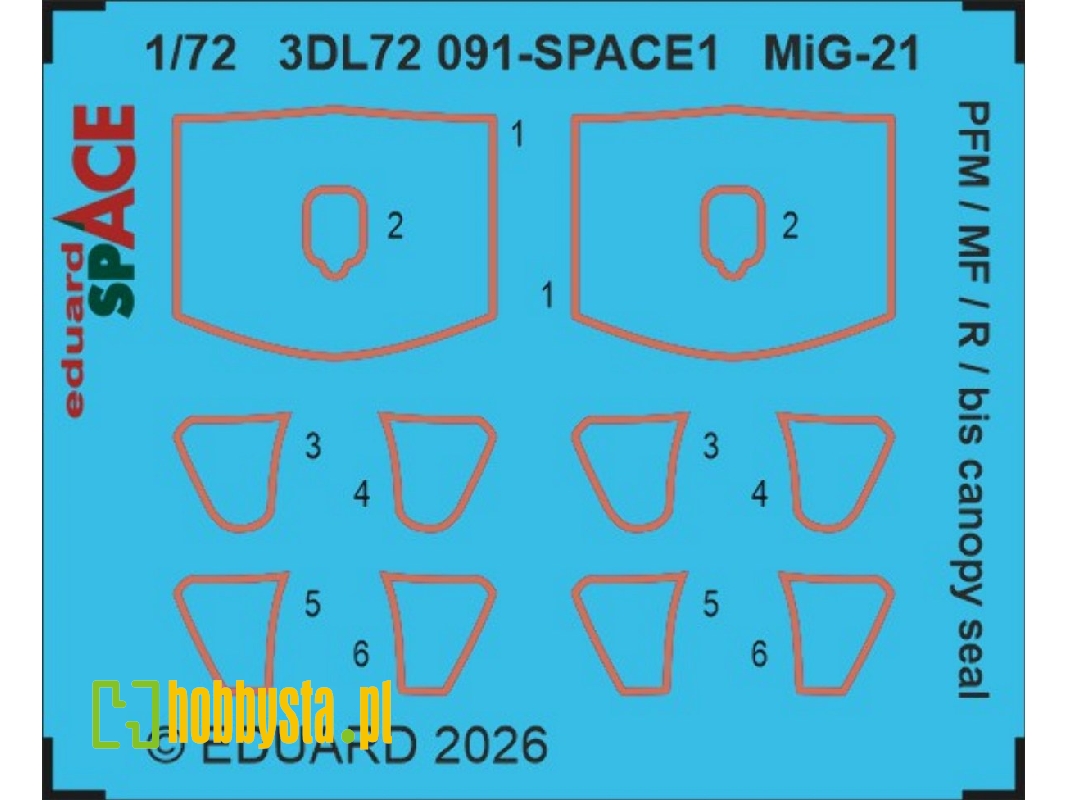 Mig-21 Pfm / Mf/ R / Bis - Canopy Seal Space Set (For Eduard Kits) - image 1