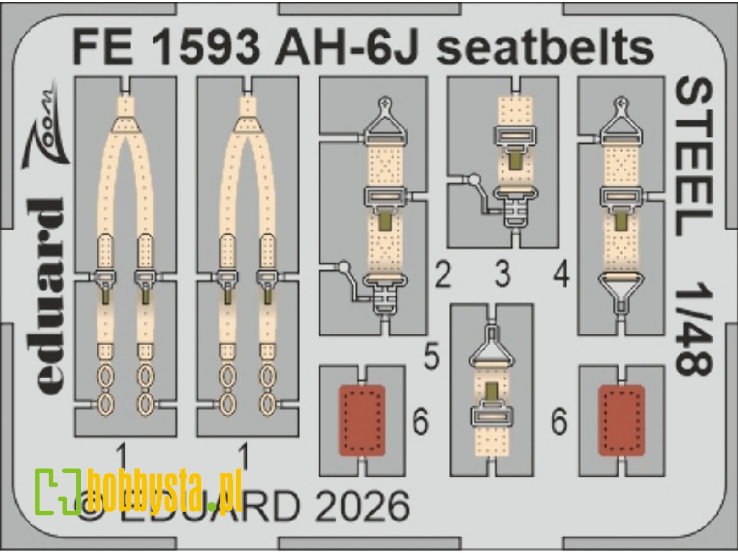 Hughes Ah-6 J - Steel Seatbelts Zoom Set (For Icm Kits) - image 1