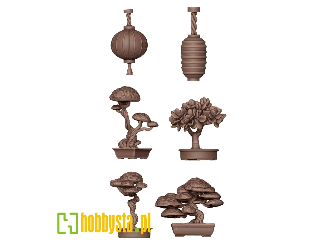 Japanese Lamps & Bonsai (3d-printed / 19 Pcs) - image 1