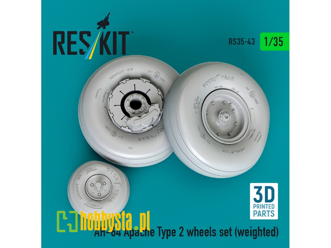 Ah-64 Apache - Type 2 Weighted Wheels Set (3d-printed) - image 1