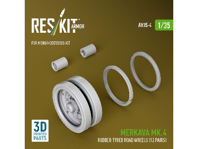 Merkava Mk.4 - 3d-printed Rubber-tyred Road Wheels (12 Pairs / For Meng And Hobbyboss Kits) - image 1
