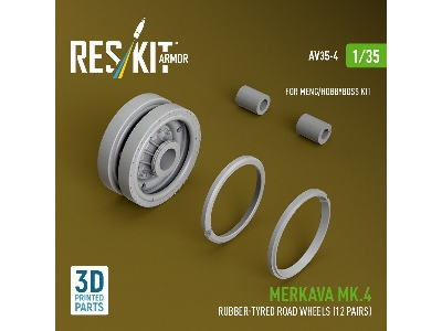 Merkava Mk.4 - 3d-printed Rubber-tyred Road Wheels (12 Pairs / For Meng And Hobbyboss Kits) - image 3