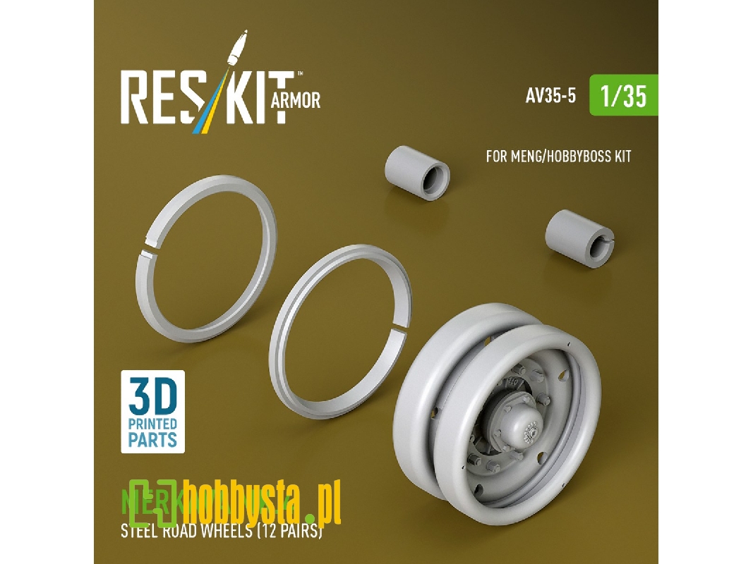 Merkava Mk.4 - 3d-printed Steel Road Wheels (12 Pairs / For Meng And Hobbyboss Kits) - image 1