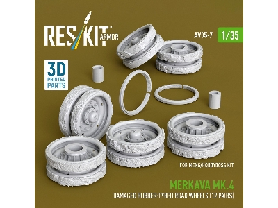 Merkava Mk.4 - Damaged 3d-printed Rubber-tyred Road Wheels (12 Pairs / For Meng And Hobbyboss Kits) - image 2