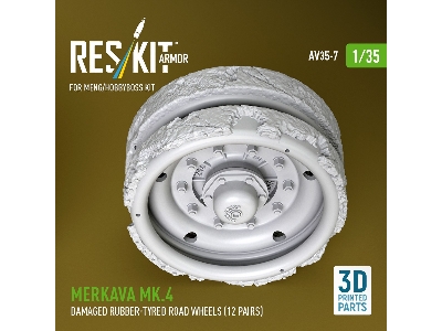 Merkava Mk.4 - Damaged 3d-printed Rubber-tyred Road Wheels (12 Pairs / For Meng And Hobbyboss Kits) - image 3