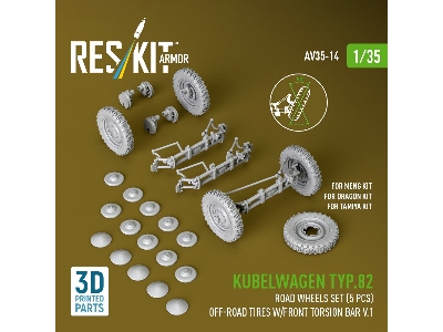 Kubelwagen Typ 82 - 3d-printed Road Wheels Set With Off-road Tires (5 Pcs / For Meng / Dragon And Tamiya Kits) - image 1