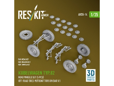 Kubelwagen Typ 82 - 3d-printed Road Wheels Set With Off-road Tires (5 Pcs / For Meng / Dragon And Tamiya Kits) - image 2