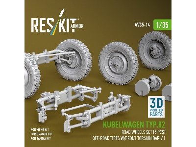 Kubelwagen Typ 82 - 3d-printed Road Wheels Set With Off-road Tires (5 Pcs / For Meng / Dragon And Tamiya Kits) - image 3