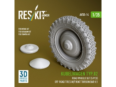 Kubelwagen Typ 82 - 3d-printed Road Wheels Set With Off-road Tires (5 Pcs / For Meng / Dragon And Tamiya Kits) - image 4