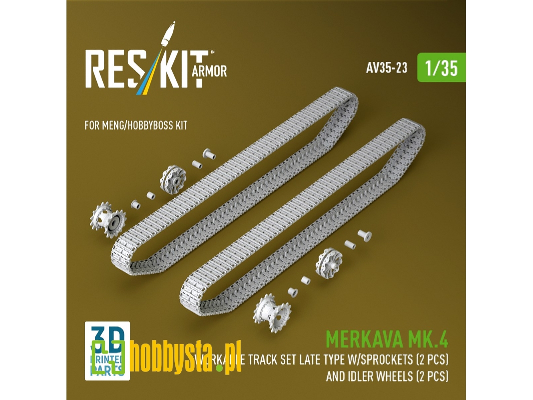 Merkava Mk.4 - Workable Track Set Late Type With Sprockets (2 Pcs) And Idler Wheels (2 Pcs) (For Meng & Hobby Boss Kits / 3d-pri
