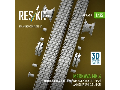 Merkava Mk.4 - Workable Track Set Late Type With Sprockets (2 Pcs) And Idler Wheels (2 Pcs) (For Meng & Hobby Boss Kits / 3d-pri