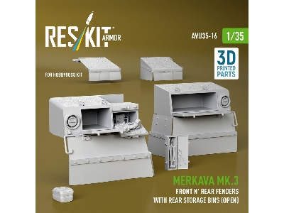 Merkava Mk.3 - Front And Rear Fenders With Rear Stowage Bins Open (For Hobby Boss Kits / 3d-printed) - image 2