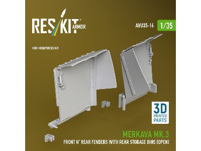 Merkava Mk.3 - Front And Rear Fenders With Rear Stowage Bins Open (For Hobby Boss Kits / 3d-printed) - image 3