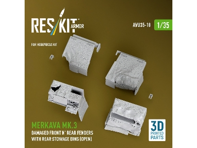 Merkava Mk.3 - Damaged Front And Rear Fenders With Rear Stowage Bins Open (For Hobby Boss Kits / 3d-printed) - image 2