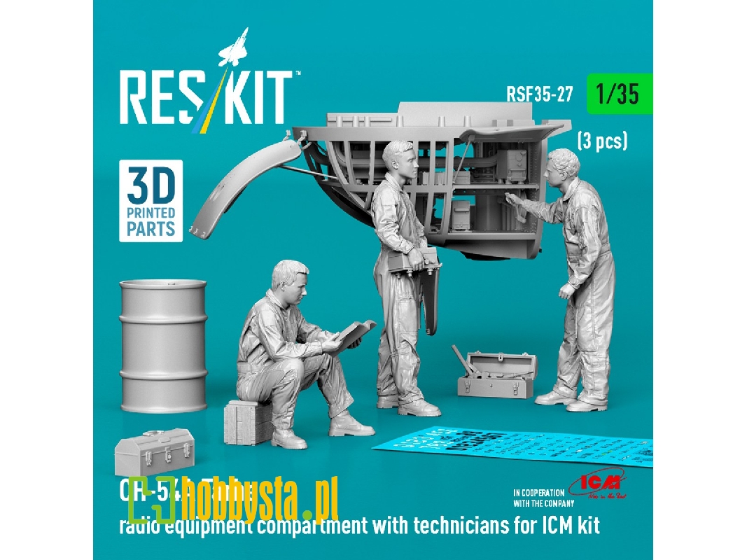 Sikorsky Ch-54 A Tarhe - Radio Equipment Compartment With Technicians / 3 Figures (For Icm Kits / 3d-printed) - image 1