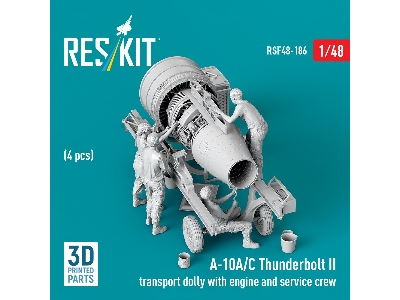 Fairchild A-10 A/C Thunderbolt Ii - Transport Dolly With Engine And Service Crew / 4 Figures (3d-printed) - image 1
