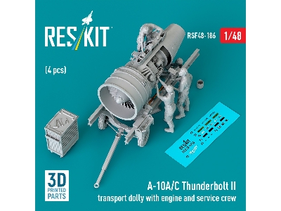 Fairchild A-10 A/C Thunderbolt Ii - Transport Dolly With Engine And Service Crew / 4 Figures (3d-printed) - image 2