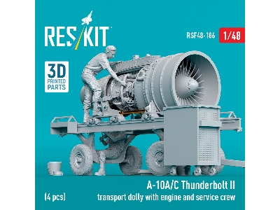 Fairchild A-10 A/C Thunderbolt Ii - Transport Dolly With Engine And Service Crew / 4 Figures (3d-printed) - image 3